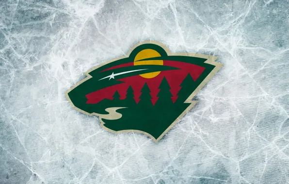 Picture ice, forest, the sun, emblem, beast, Minnesota Wild, NHL, nhl, Mn, Minnesota Wild, hockey club
