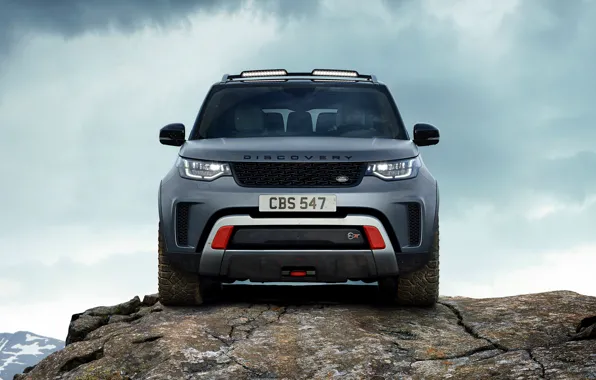 Picture the sky, clouds, rock, grey, SUV, Land Rover, Discovery, 4x4, 2017, V8, SVX, 525 HP