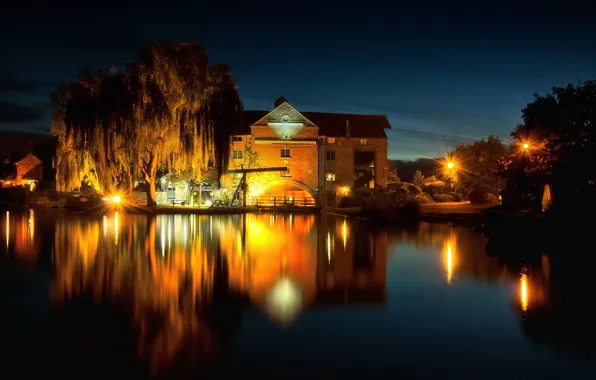 Picture night, lights, house, England, Shardlow