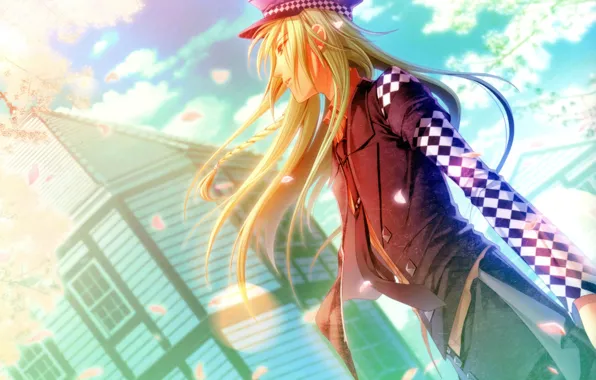 Picture house, the wind, costume, tie, guy, cap, long hair, pigtail, Amnesia, Ukyo, chess square, by …