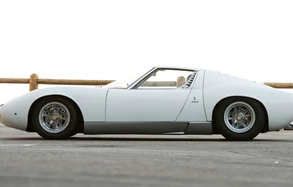 Picture Auto, Lamborghini, White, Retro, Machine, 1969, Car, Supercar, Miura, Supercar, Side view, Lamborghini Miura, Italian, …