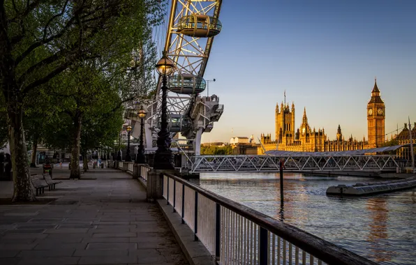 Picture river, England, London, tower, Thames, Ferris wheel, Parliament