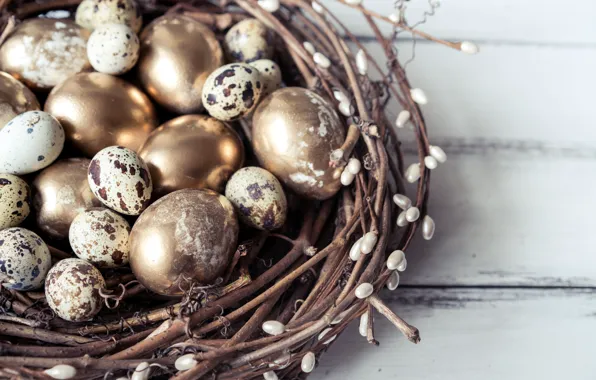 Picture branches, spring, Easter, socket, golden, happy, Verba, spring, Easter, eggs, decoration, quail eggs, the painted …