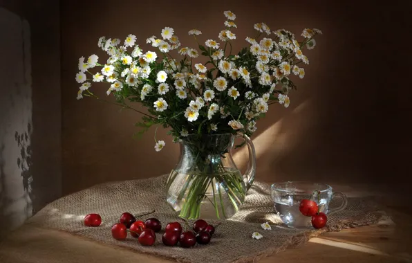Picture flowers, bouquet, still life, cherry, composition, flora