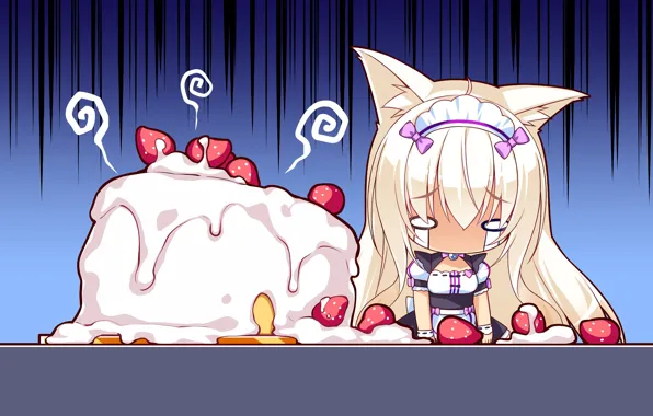 Picture anime, girl, cake, baby, Nekopara