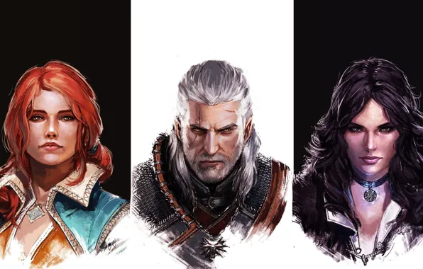 Picture girl, game, The Witcher, woman, man, hunter, witch