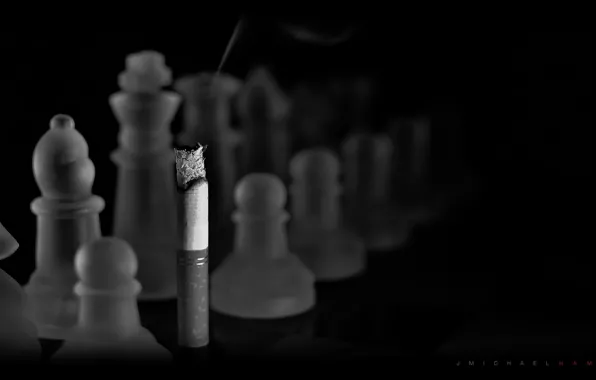 Picture chess, cigarette, figure