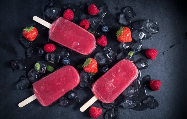 Picture berries, raspberry, ice, strawberry, ice cream, dessert