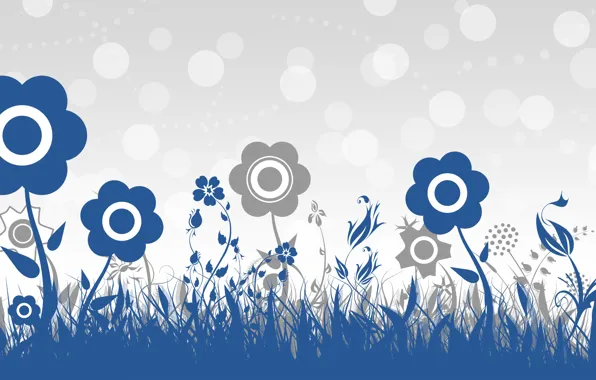 Picture flowers, blue, grey, background, Wallpaper, vector, texture