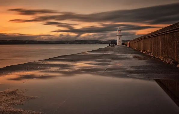 Picture sea, lighthouse, England, tide, Brixham