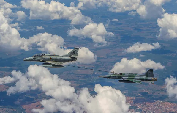 Picture sky, cloud, FAB, kumo, AF-1, combat aircraft, Navy of Brazil, Brazilian Air Force, F-5EM, war …