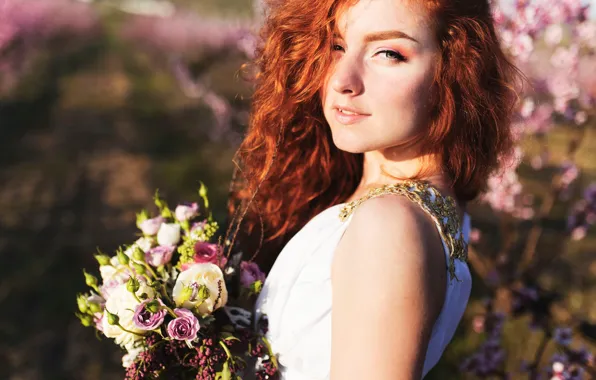 Picture bouquet, the bride, redhead