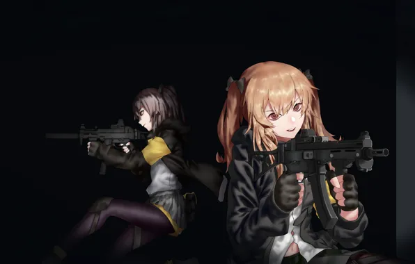 Picture night, weapons, girls, anime, art, Girls Frontline, Girls front