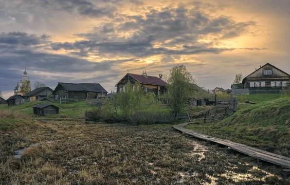 Picture village, Church, Arkhangelsk oblast, Kimzha