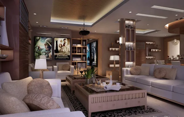Picture design, furniture, the room, furnished, HOME THEATER AREA