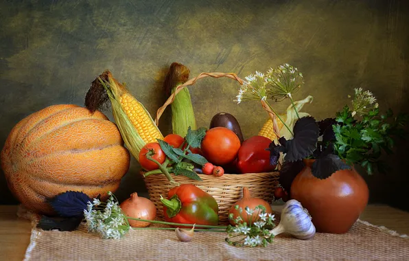 Picture basket, still life, vegetables