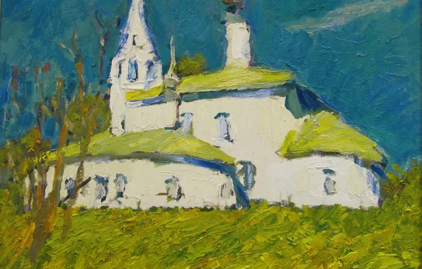 Picture trees, landscape, Church, temple, the dome, 2007, The petyaev