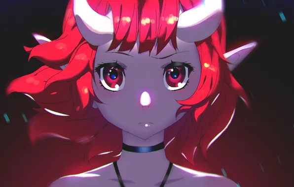 Picture girl, art, horns, by moxie2D