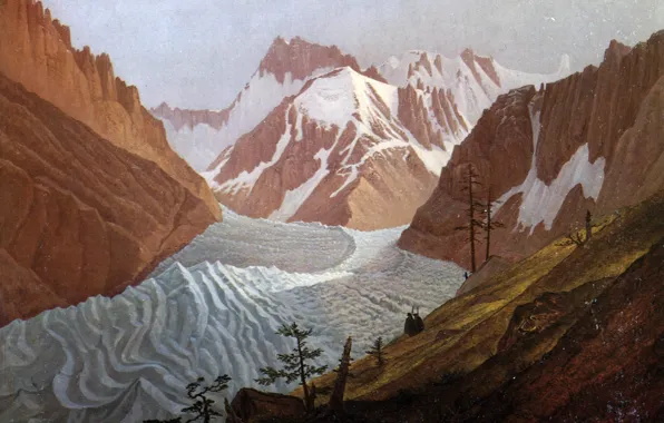 Picture snow, Carl Gustav Carus, Meblarskie mountain range, 1825