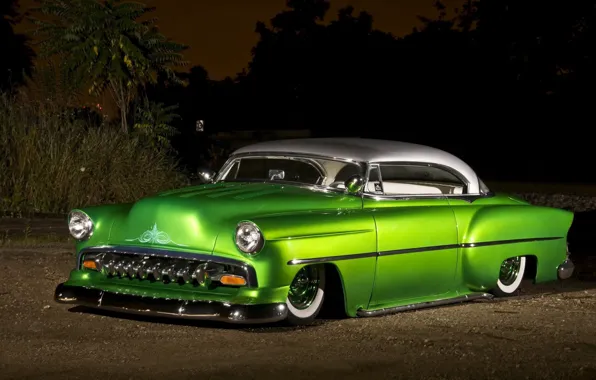 Picture Chevrolet, Green, Bel Air, 1954, Coupe, Custom