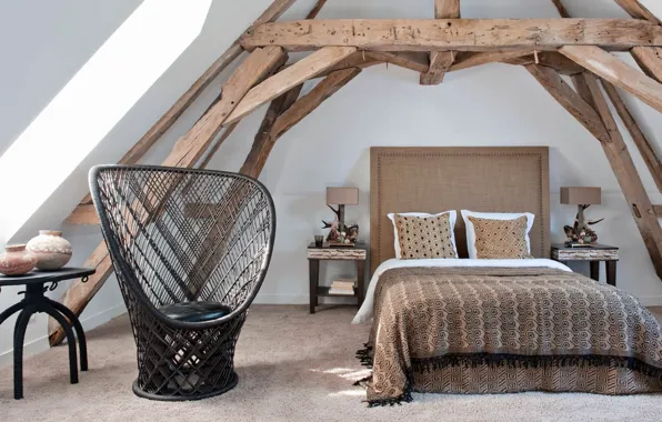 Picture room, interior, bedroom, Eclectic Residence in France