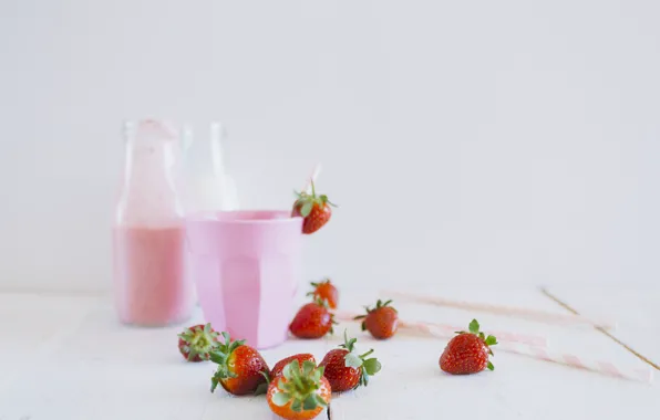 Picture berries, strawberry, drink, cup, strawberries, milkshake