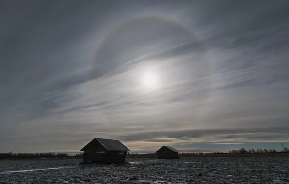 Picture Finland, Northern Ostrobothnia, Hitura, Moonlight halo ring