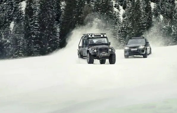 Picture car, ice, Land Rover, cars, race, speed, snown