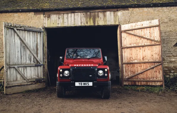 Picture roof, red, earth, moss, gate, SUV, Land Rover, 2018, Defender, V8, check out, Defender Works …