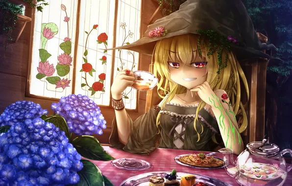 Picture look, girl, anime, Touhou, Touhou