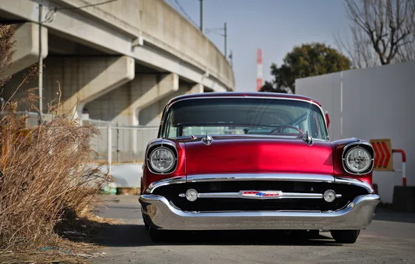 Picture Chevrolet, Red, Bel Air, Chevy, 1957, Custom, Wagon, Hotrod, Nomad