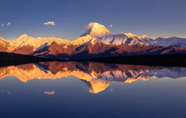 Picture the sky, water, reflection, mountains, lake, The Himalayas
