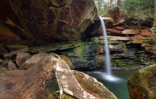 Picture stones, rocks, waterfall, USA, Kentucky, Jackson County Park