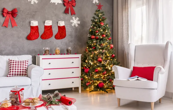 Picture New Year, Christmas, merry christmas, interior, decoration, christmas tree, holiday celebration