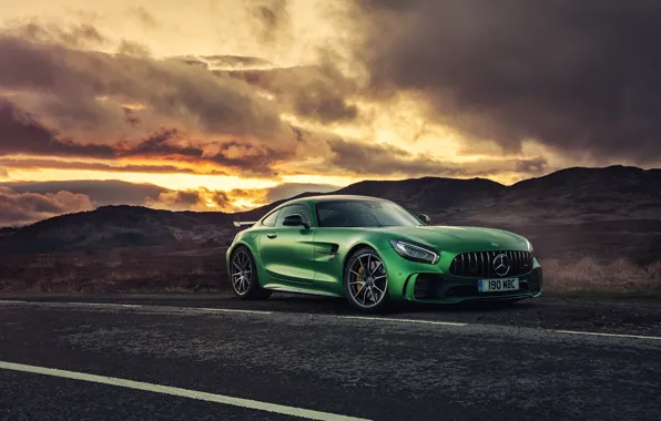 Picture car, green, sky, cloud, technology, kumo, Mercedes AMG GT R