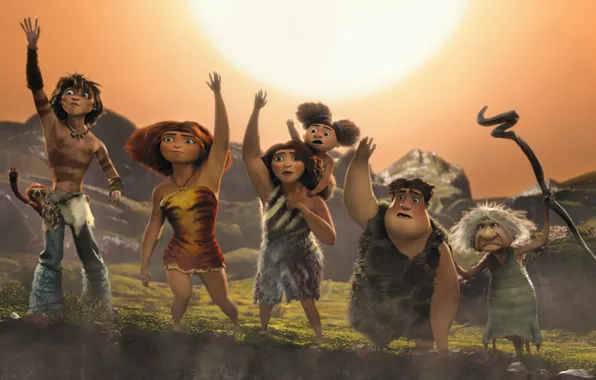 Picture animated film, The Croods, animated movie, family, The Croods 2