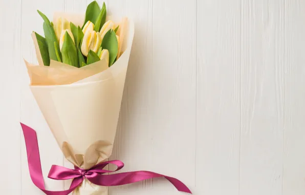 Picture flowers, bouquet, tape, tulips, yellow, flowers, romantic, tulips, spring