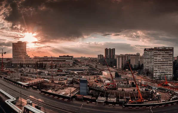 Picture Moscow, sunset, the construction of the subway