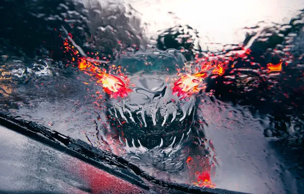 Picture drops, rain, Audi, monster