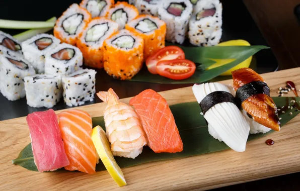 Picture fish, figure, rolls, sashimi