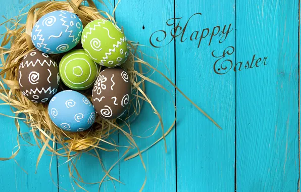 Picture spring, colorful, Easter, wood, spring, Easter, eggs, decoration, Happy, the painted eggs