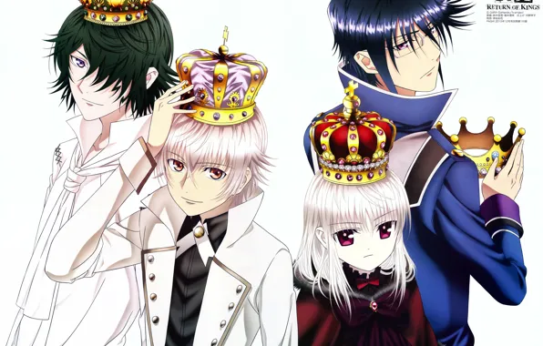Picture anime, guys, crown, K Project, kings