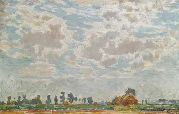 Picture landscape, picture, Emile Claus, Cloudy Sky above a Belgian Farm, Emile Claus