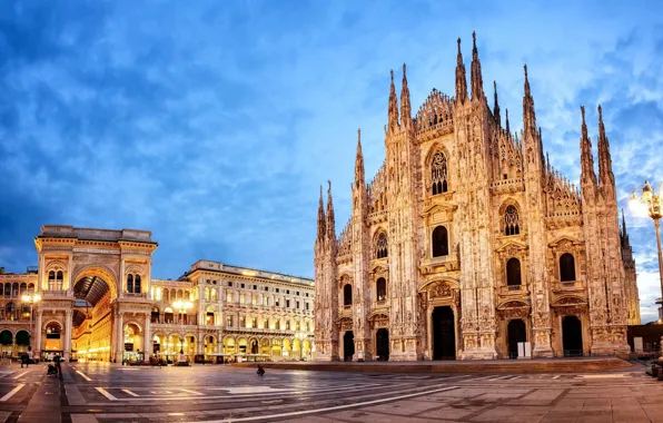 Picture night, the city, castle, Italy, Milan