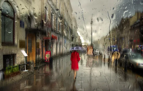 Picture girl, drops, macro, rain, umbrella, Peter, Saint Petersburg