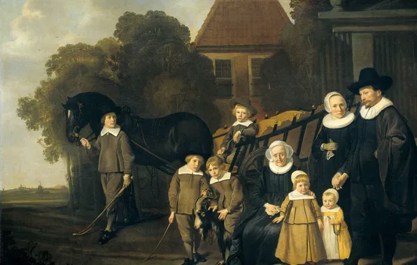 Picture oil, portrait, picture, canvas, Jacob van Loo, Family Near The Gate Of His Garden