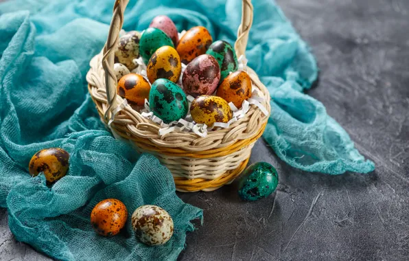 Picture Easter, basket, spring, Easter, eggs, decoration, Happy, the painted eggs