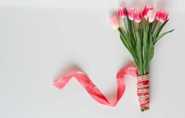 Picture flowers, bouquet, tulips, pink, romantic, tulips, spring, pink tulips