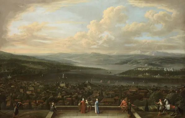Picture landscape, oil, picture, canvas, Jean-baht van Moore could, View of Constantinople from the Dutch Embassy