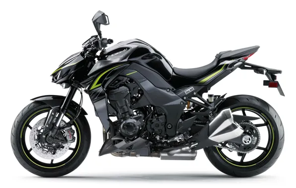 Picture black, Moto, motorcycle, bike, Kawasaki, black, bike, sportbike, white background, Kawasaki Z1000, white background